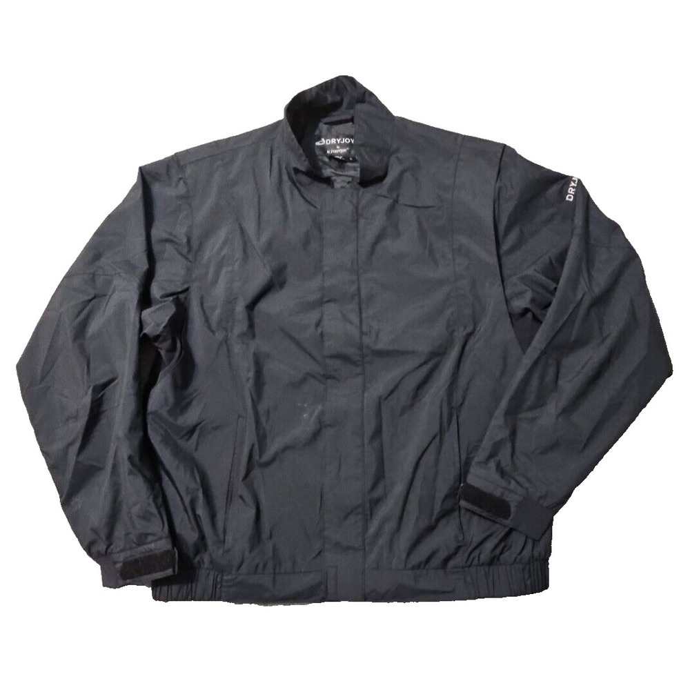 FJ FOOTJOY DRYJOYS Jacket Mens Large Black Full Zip Up Golf Casual Golfer Preppy